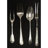 Four various early sterling silver serving cutlery