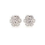 Diamond and 18ct white gold cluster stud earrings