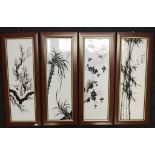 Group four Chinese framed ceramic panels