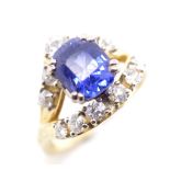 Old cut sapphire & diamond ring