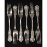 Set of six Edward VII sterling silver forks