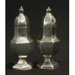 Pair Victorian sterling silver pepperettes