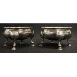 Pair Georgian sterling silver open salts