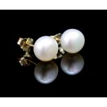 7.5mm button pearl and 9ct yellow gold stud