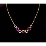 Antique amethyst and 9ct rose gold necklace