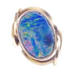 Vintage opal triplet and 9ct yellow gold ring