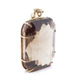 Large smoky quartz and yellow gold pendant