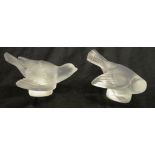 Two Lalique crystal bird figurines