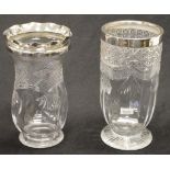 Victorian sterling silver rimmed crystal vase