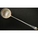 George II sterling silver ribbed soup ladle