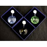 Three Swarovski crystal window drop ornaments