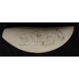 Early sperm whale tooth scrimshaw