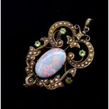 Antique Australian opal and 15ct yellow gold