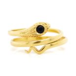 18ct yellow gold snake ring