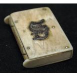 Early Ivory & sterling silver initialed S vesta