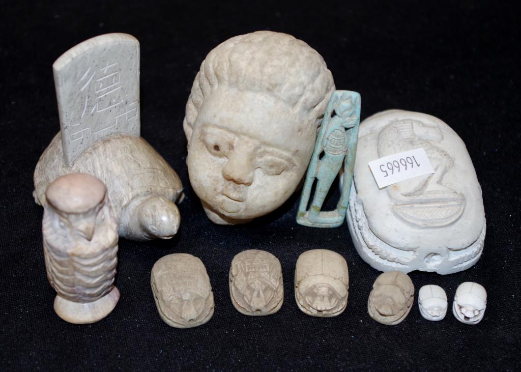 Quantity of Egyptian carved stone items