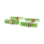 Antique nephrite jade and rose gold cufflinks