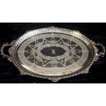 Victorian HM sterling silver tray - "Logan" Crest