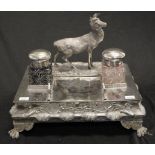 Edward VII silver plate desk standish