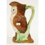 Antique Majolica owl character jug