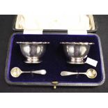 Cased pair Hardy Brothers silver plate open salts