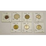 Seven South Korean UNC coins