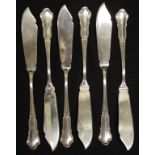 Six German 800 silver fish knives