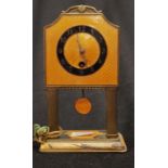 Small art deco enamel & brass clock