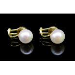 9mm pearl and yellow gold ear clips