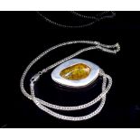 Baltic honey amber set sterling silver pendant /