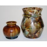 Two Regal Mashman drip glaze vases