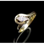 Marquise cut diamond and 18ct yellow gold ring