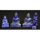 Four various Chinese Lapis Lazuli Buddha ornaments