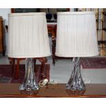 Pair of French Vannes crystal base electric lamps