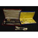 Two cased French silver plate serving sets