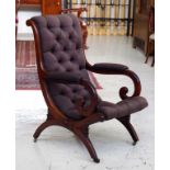 19th century mahogany X frame armchair