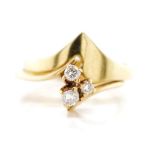 Diamond and 9ct yellow gold ring with fitted