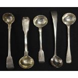 Four Georgian sterling silver condiment spoons