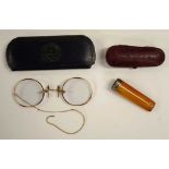 Early spectacles & cigar mouthpiece