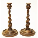 Pair vintage turned wood candlesticks