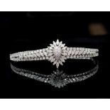 Diamond cluster and 18ct white gold bracelet