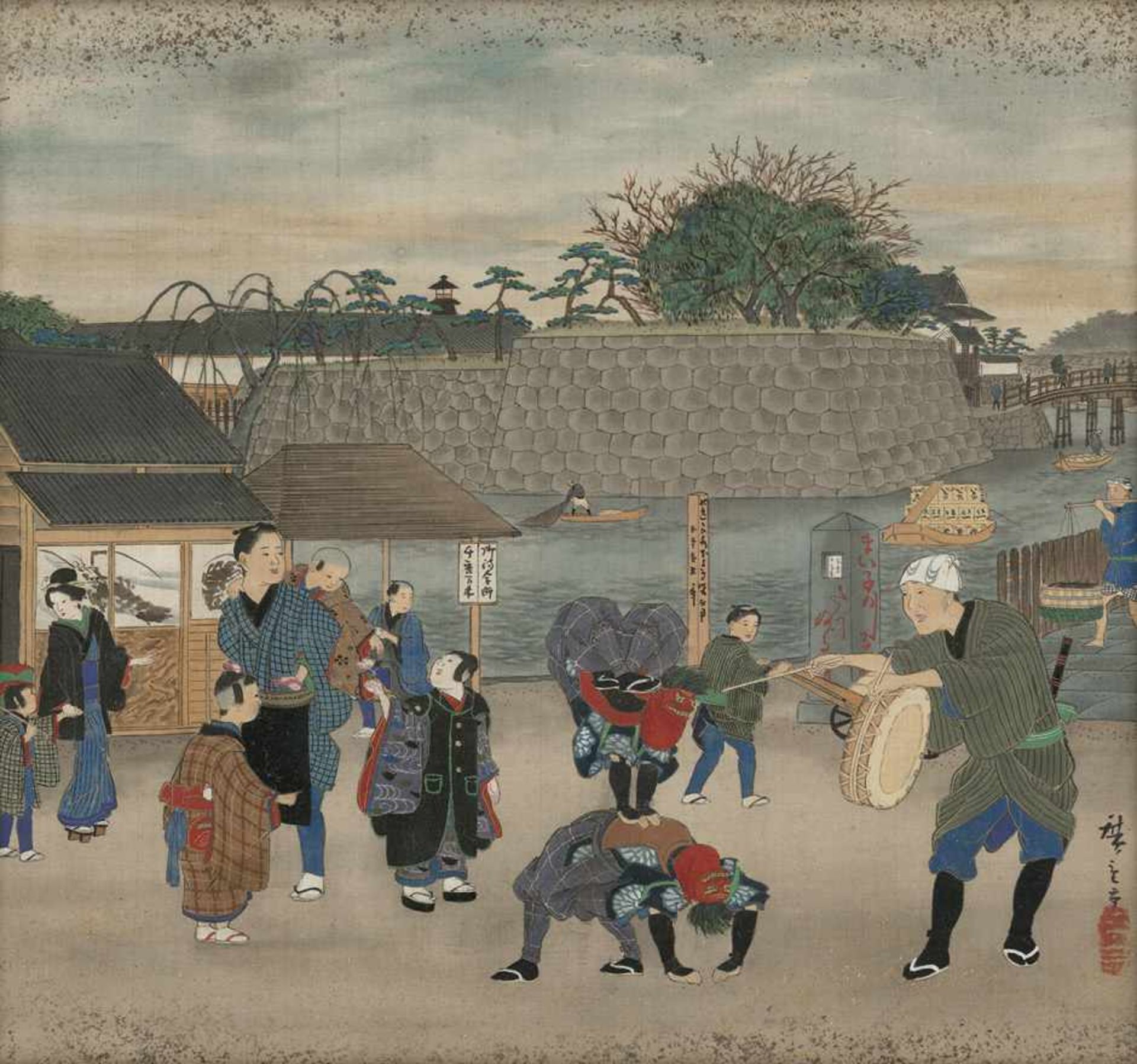 Hiroshige II., Utagawa: Japanische Seidenmalerei - Bild 2 aus 2