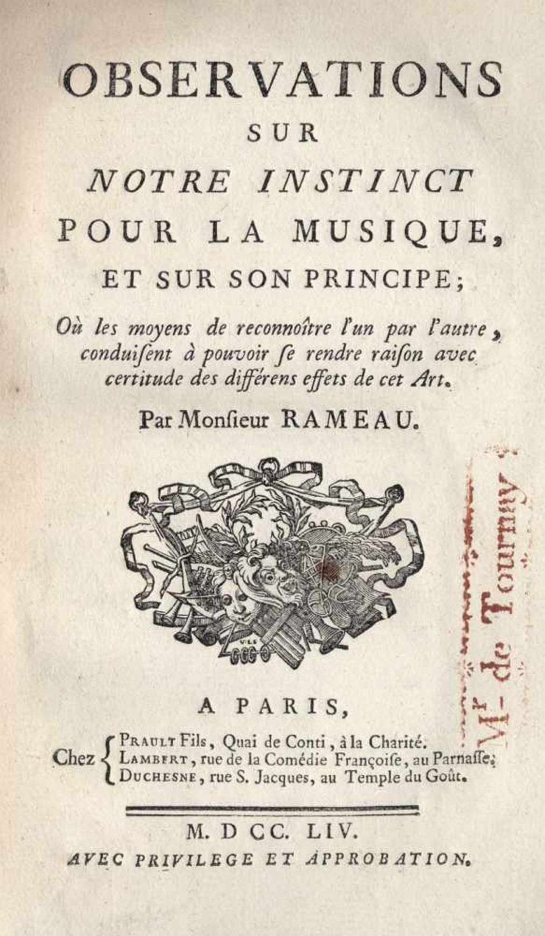 Rameau, Jean Philippe: Observations sur notre Instinct pour la Musique,