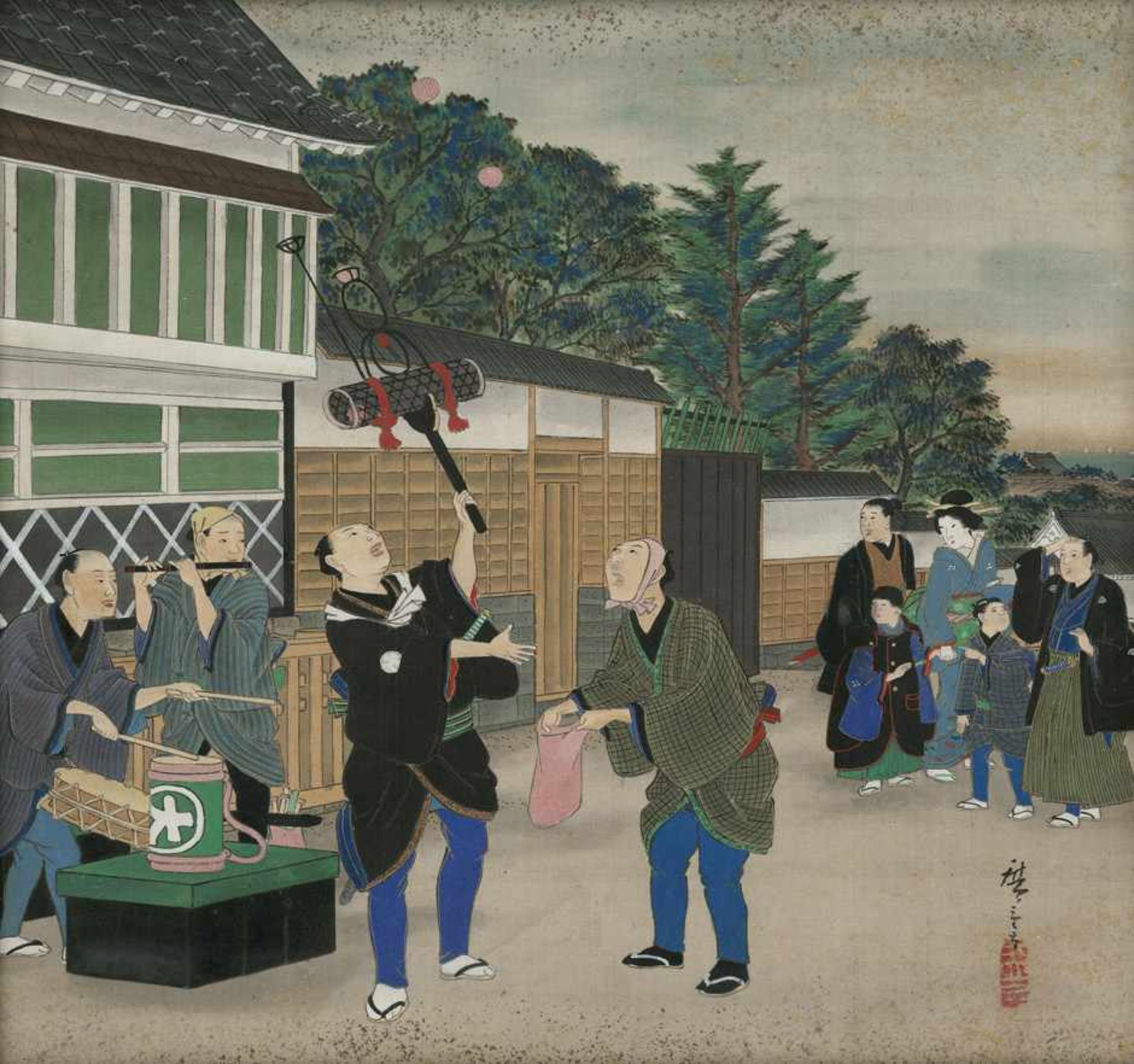 Hiroshige II., Utagawa: Japanische Seidenmalerei