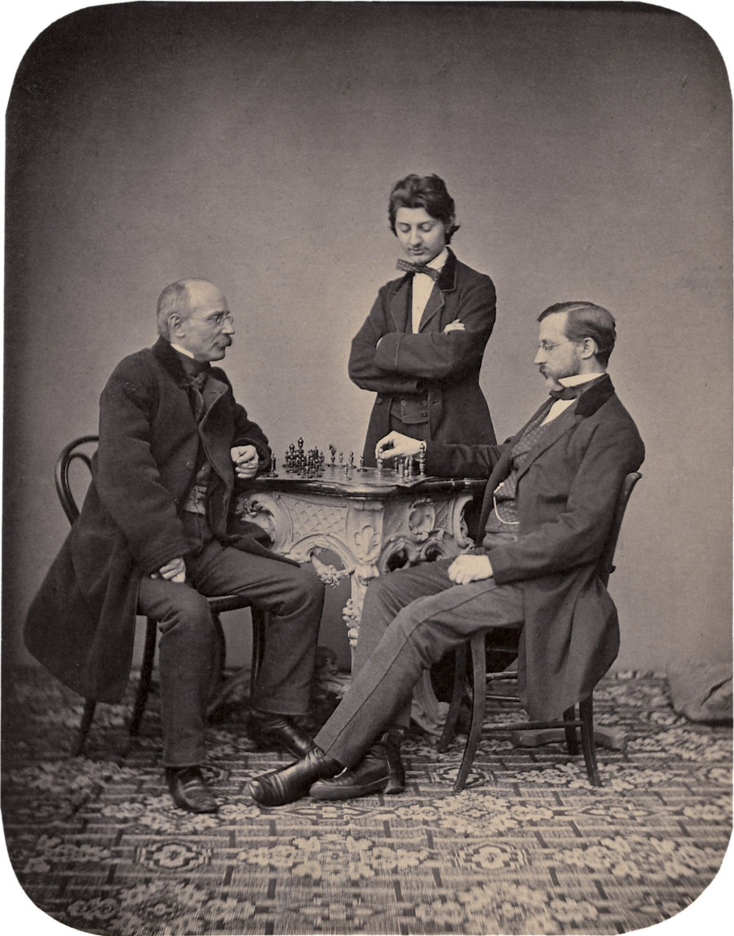 Bauer, Johann: Group portrait of chess playersGroup portrait of chess players. Mid 1860s. Albumen