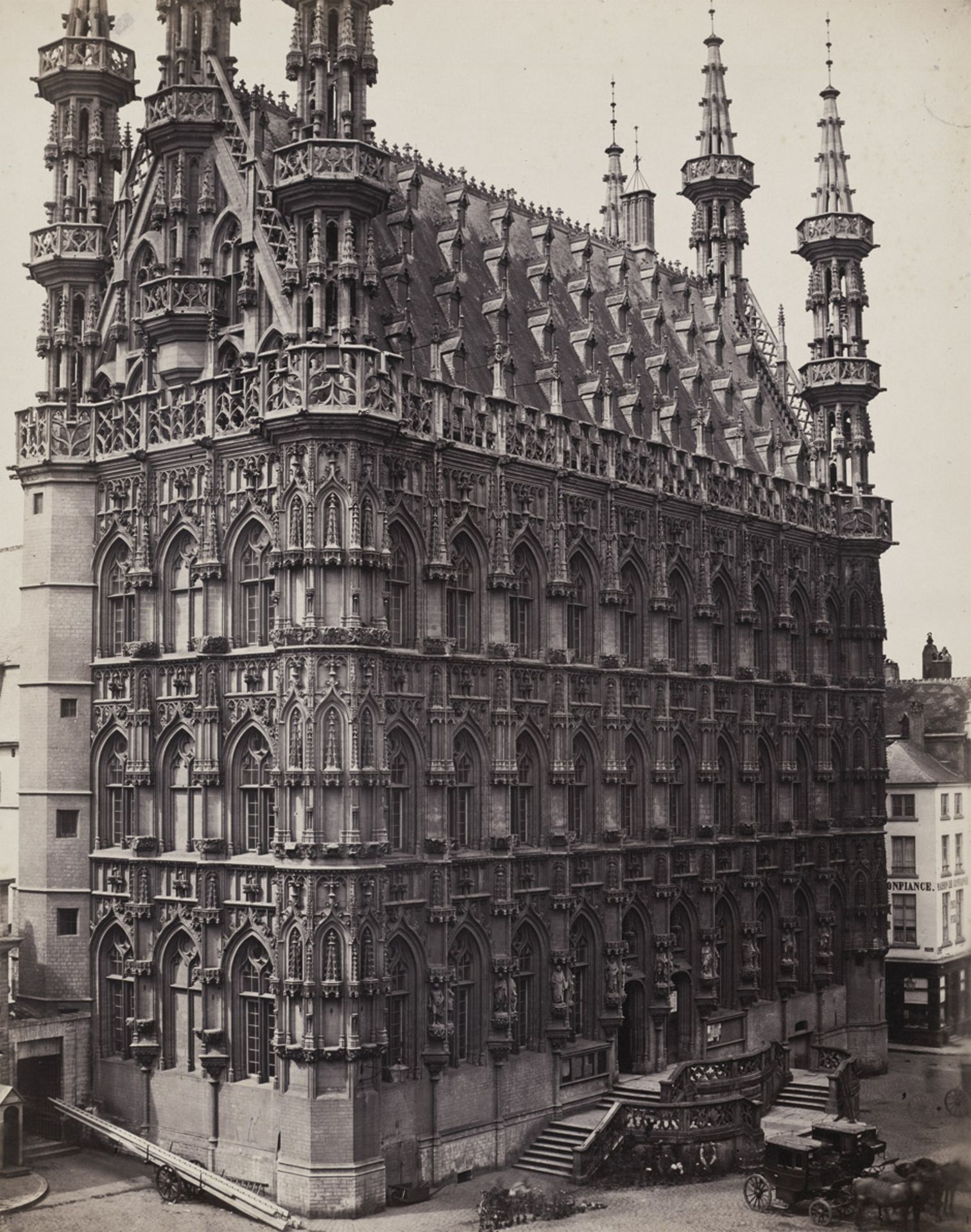 Bisson frères: Leuven, view of the City HallLeuven, view of the City Hall. 1857. Large-format