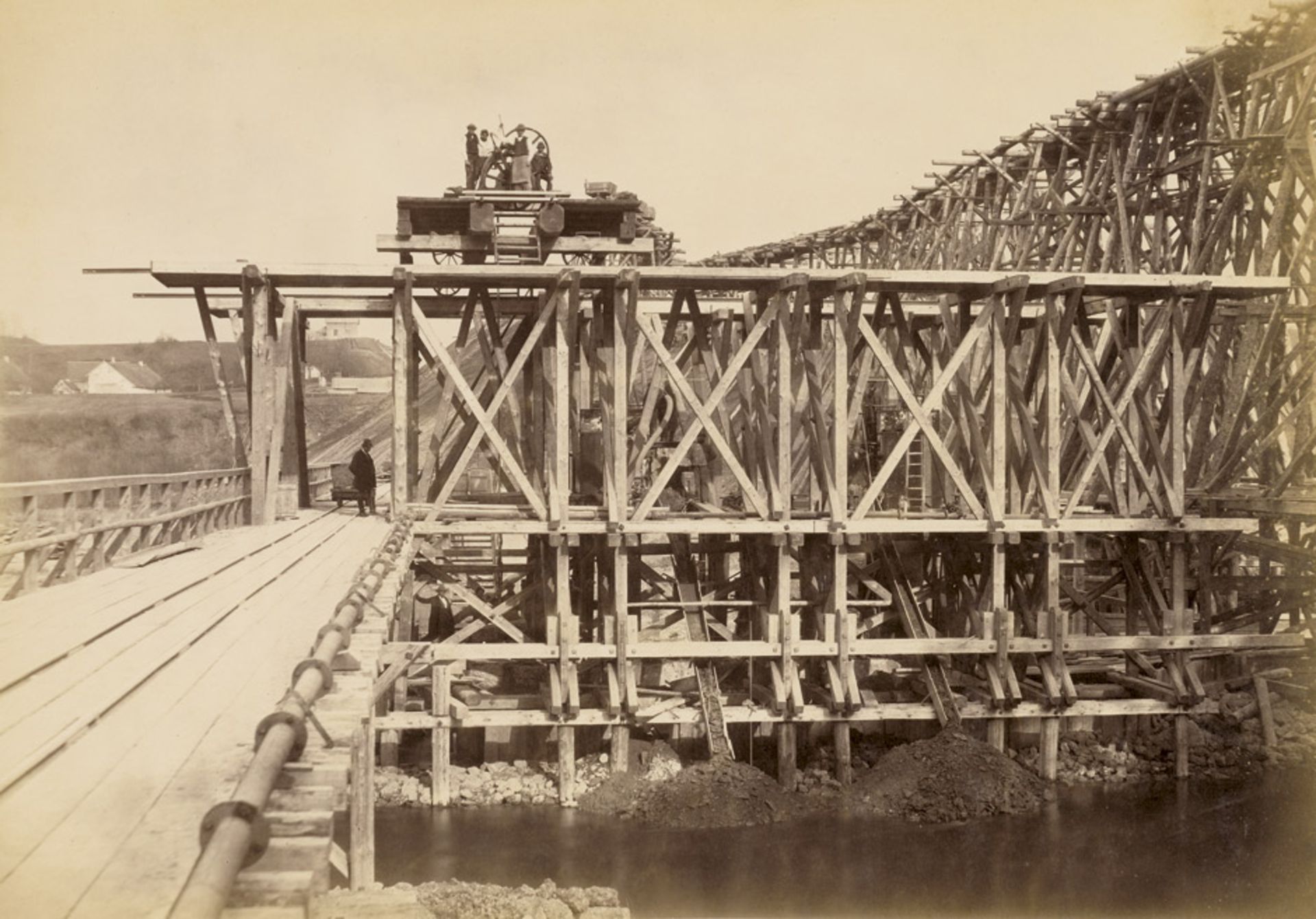 Railway Bridge Construction: Views of the construction of the Lechbrücke, Kaufering, GermanyViews of - Bild 2 aus 2