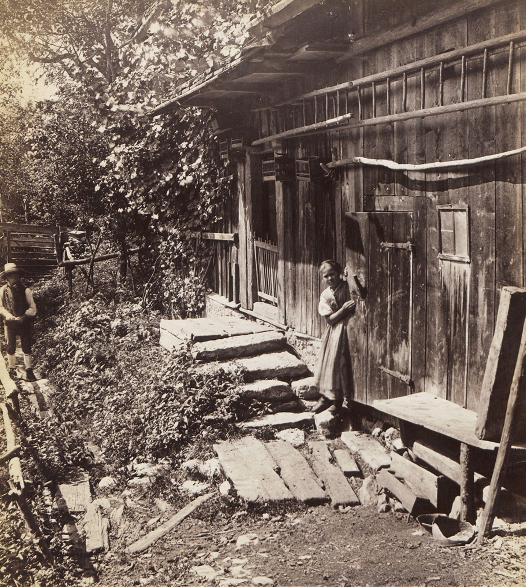 Switzerland: Old farmhouse with inhabitants in SwitzerlandPhotographer unknown. Old farmhouse with