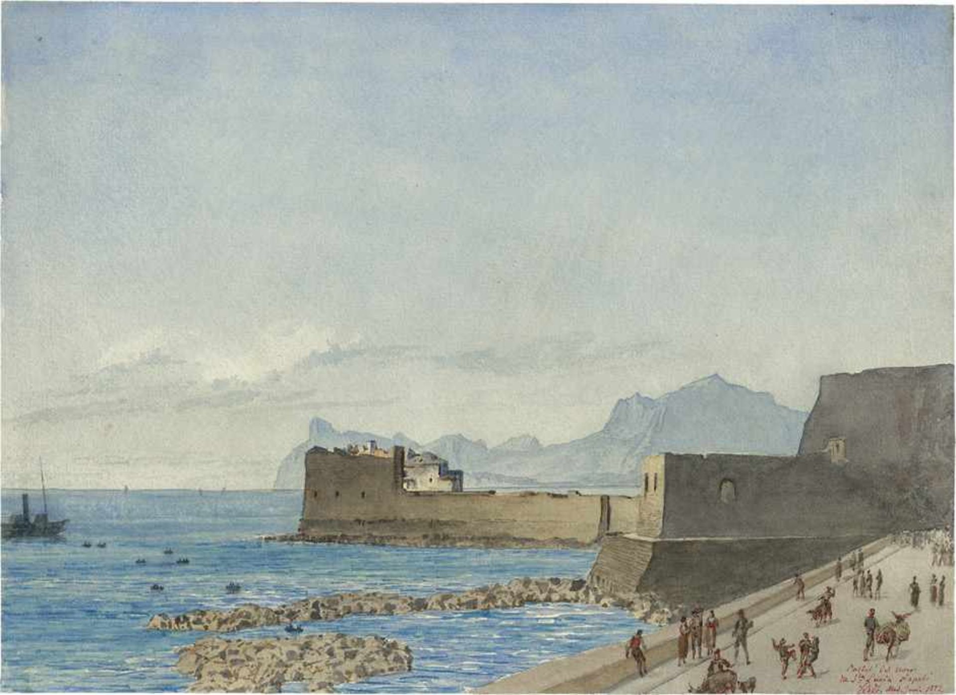 Bohnstedt, Ludwig: Neapel: Blick vom Sta Lucia auf Castel dell'OvoNeapel: Blick von Santa Lucia