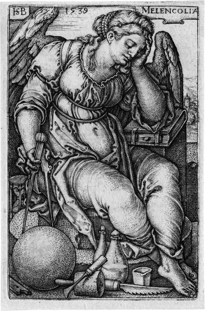 Beham, Hans Sebald: MelencoliaMelencolia. Kupferstich. 7,9 x 5,1 cm. 1539. B. 144, Pauli 145,